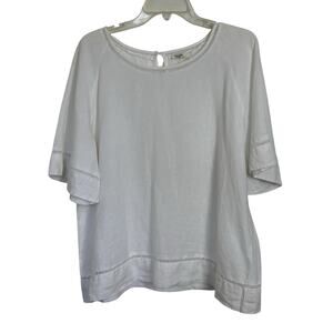 Symple NYC 100% Linen White Boxy Fit Blouse Size Large Coastal Minimalist Beach